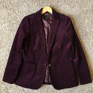 Talbots Burgundy Fine Wale Corduroy Classic Two Button Blazer (6)